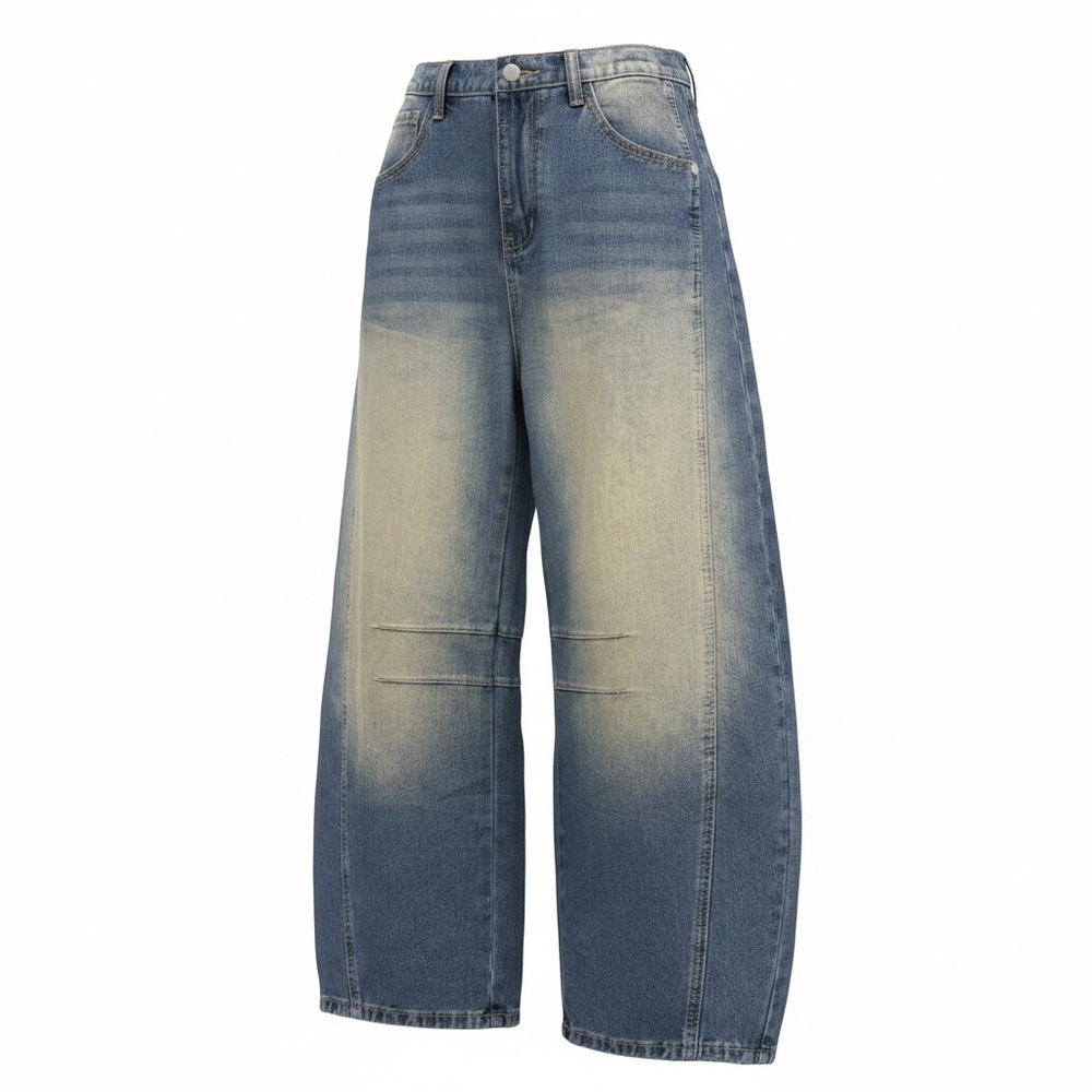 #201 ANAN & ANAN Barrel Jeans Sz. Small w: 30", r: 12",‎ I: 25.5" NWOT